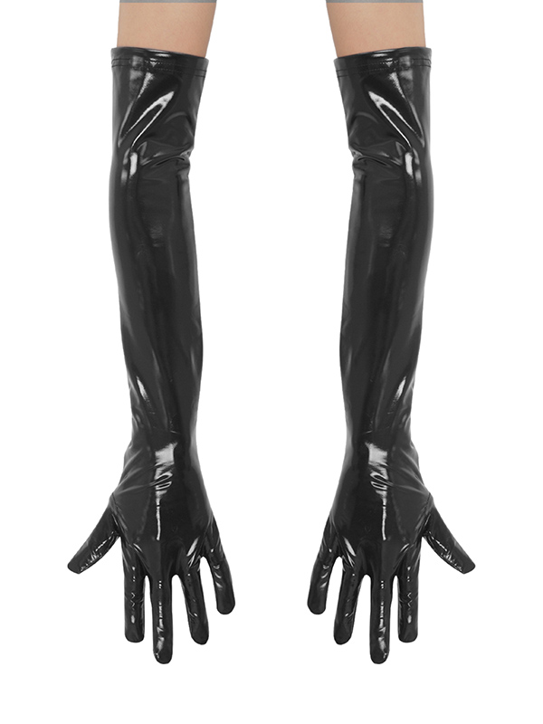 1 Pair Gloves for Women Wet Look Shiny Patent Leather Long Gloves Costumes Accessories for Banquet Opera Performance