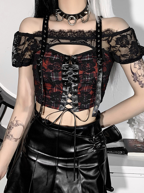Black Gothic Summer Cropped Tops