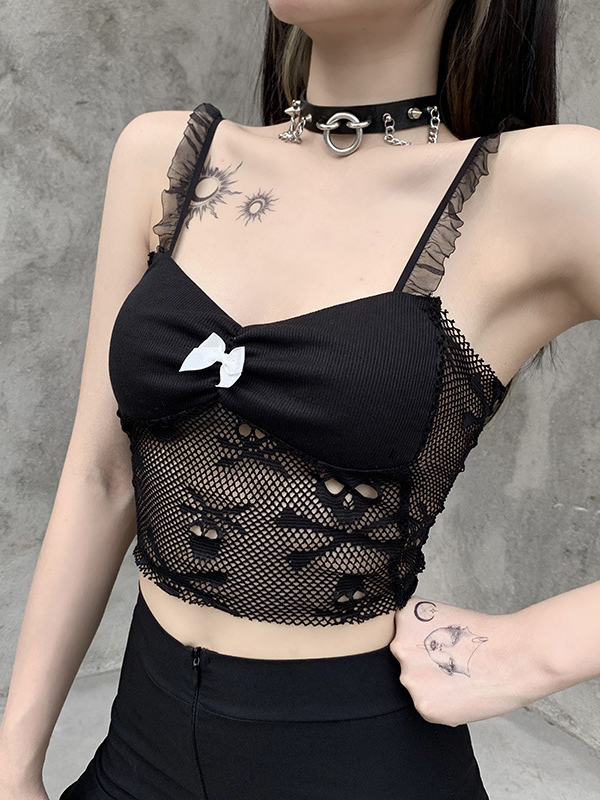 Women Gothic Summer Halter Cropped Tops