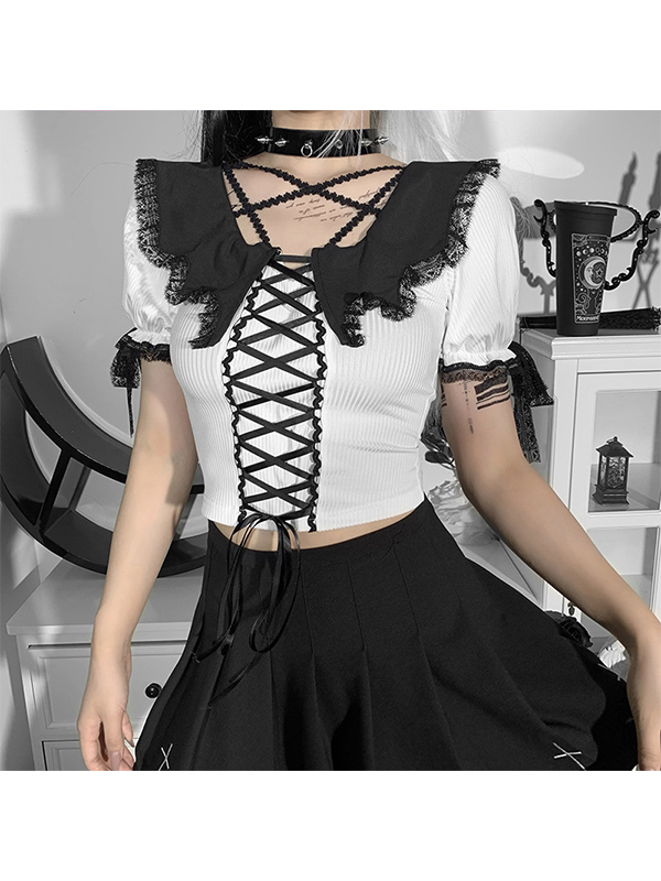 Women Gothic Summer Halter Cropped Tops