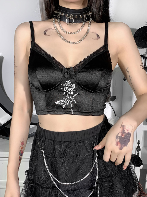 Women Gothic Summer Halter Cropped Tops