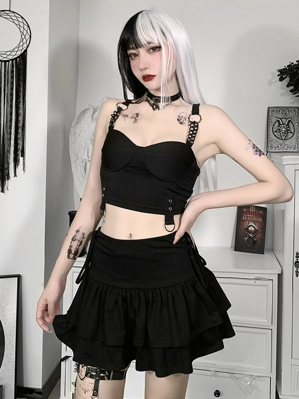 Women Gothic Summer Halter Cropped Tops