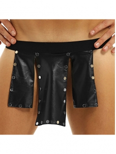 Mens Lingerie Exotic Cosplay Leather Kilt Underwear Gothic Crotchless Knickers Panties Sissy Gay Sexy Split Panels Under