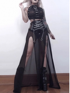 Women Gothic Summer Cropped Long Skirt