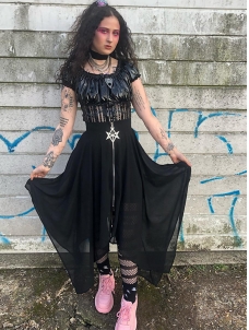 Women Gothic Summer Cropped Long Skirt