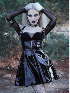 Women Gothic Summer Cropped Vinyl Dress