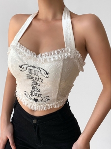 Women Gothic Summer Halter Cropped Tops