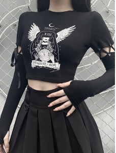 Women Gothic Summer Halter Cropped Tops