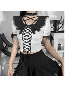 Women Gothic Summer Halter Cropped Tops