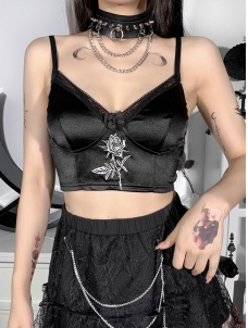 Women Gothic Summer Halter Cropped Tops