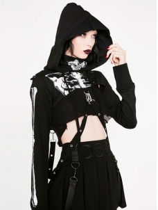 Women Gothic Summer Long Sleeve Cropped Tops