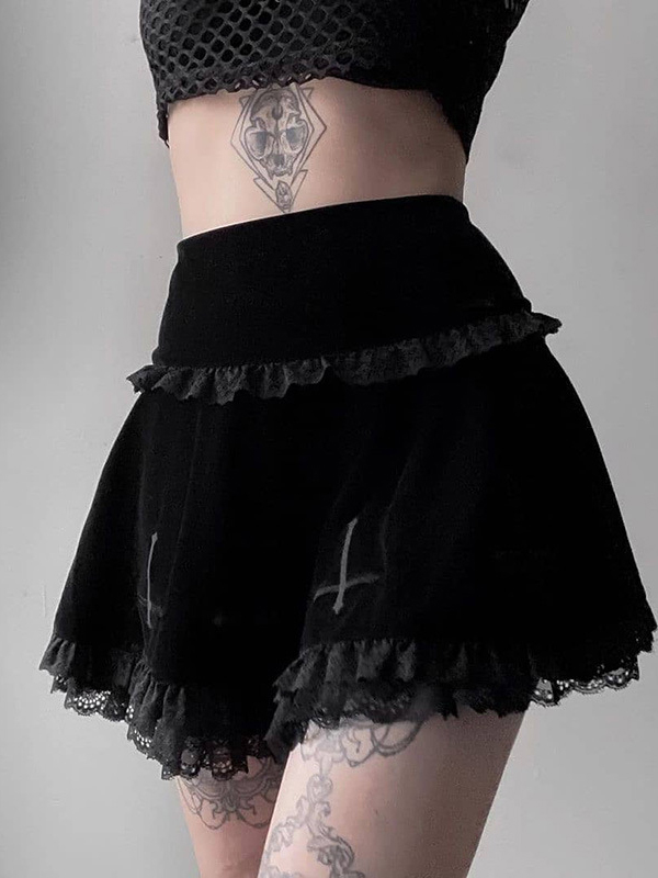 Women Gothic Summer Cropped Skirt