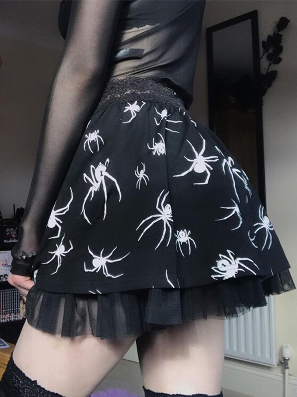 Women Gothic Summer Cropped Skirt