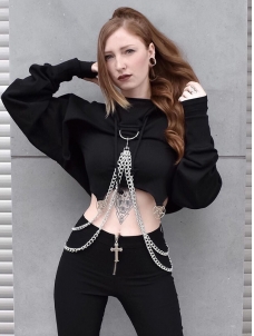 Women Gothic Summer Long Sleeve Cropped Tops