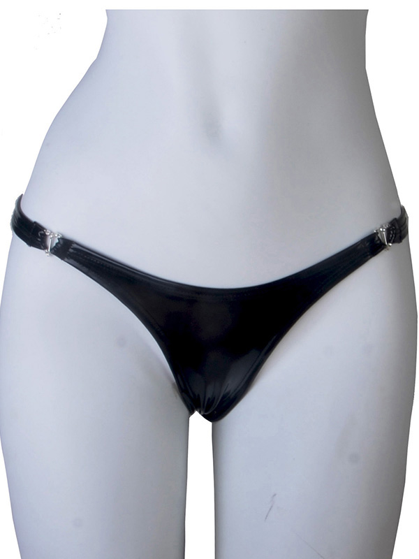 Women Black Sexy Vinyl Underwear Lingerie