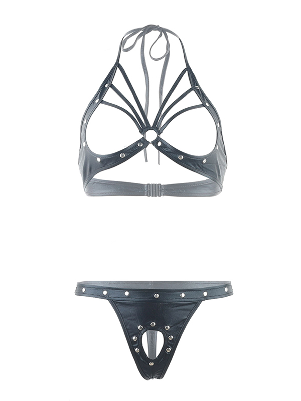 Seductive Cupless Bra & Crotchless Thong Set
