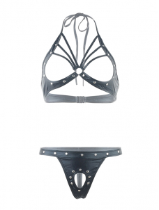 Seductive Cupless Bra & Crotchless Thong Set