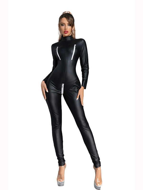 Women Sexy Vinyl Jumpsuit