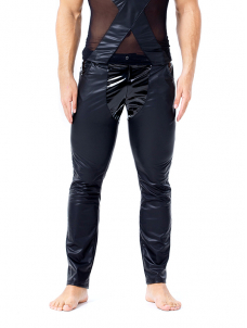 Men Vinyl Black Trousers