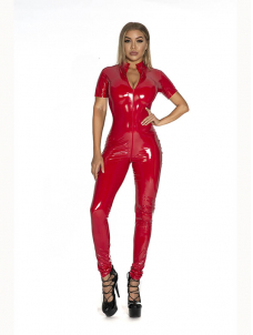 Women Sexy Vinyl Short Sleeve Jumpsuit Lingerie