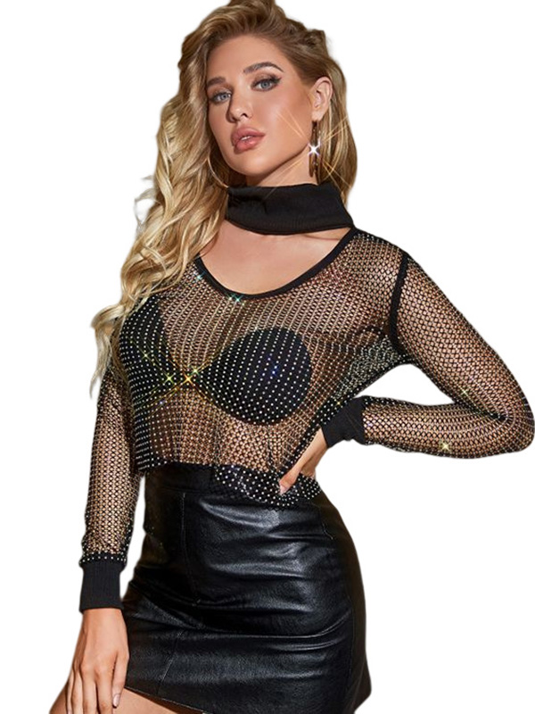 See Through Clubwear Women Summer Beach Long Sleeve Tops