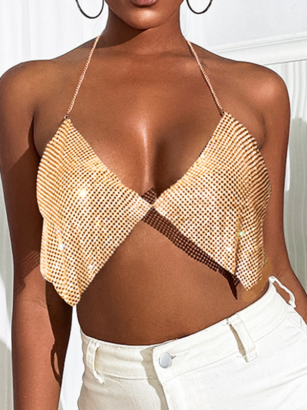 Women Sexy Sparkly Sequins Bra