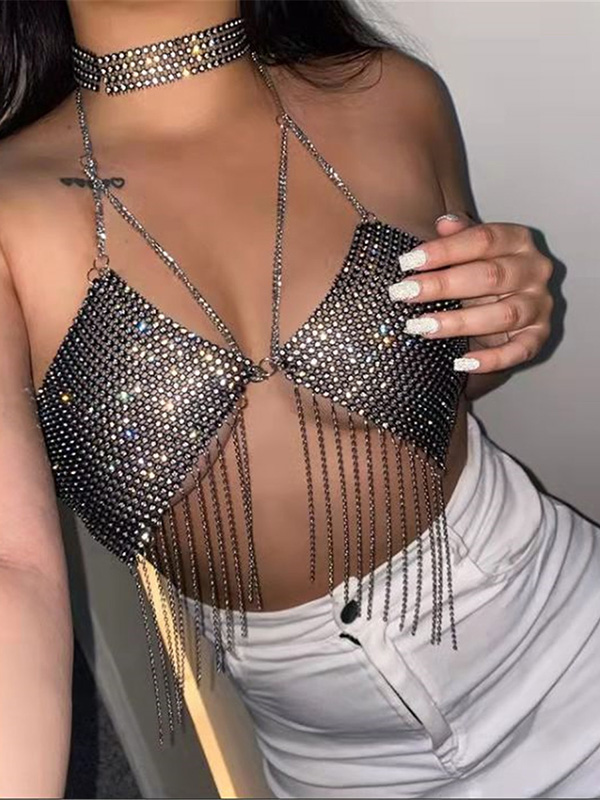 Women Sexy Sparkly Sequins Bra