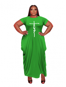 Women Short Sleeve Plus Size Maxi Dress