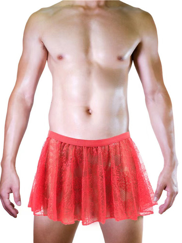 Men Lace Sexy Mini Skirt