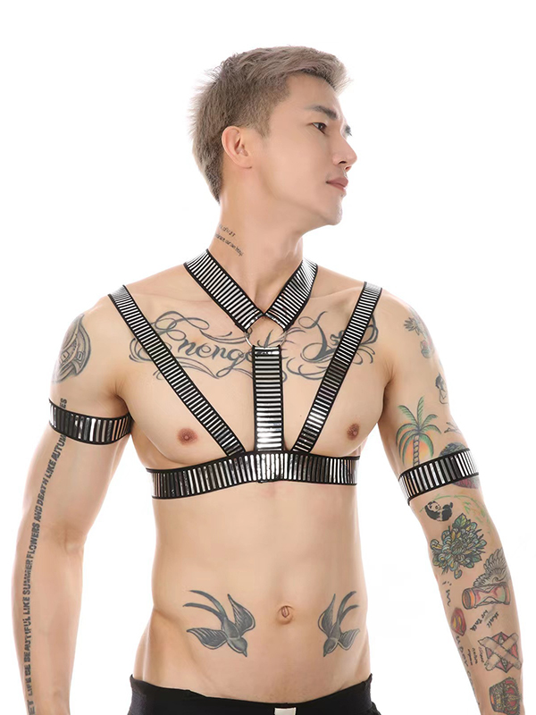 Men Punk Leather Body Chain Belt Harness