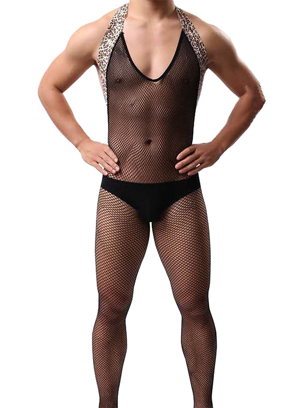 Men Sexy Fishnet Jumpsuit Lingerie