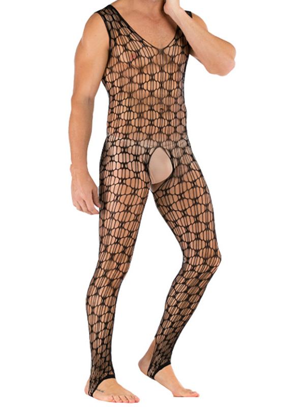 Men Sexy Fishnet Jumpsuit Lingerie