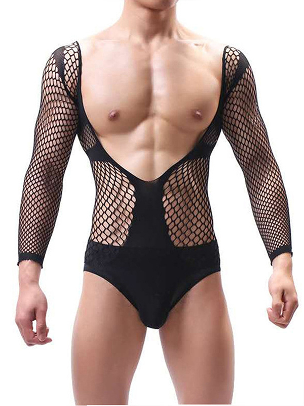 Men Sexy Fishnet Teddies Lingerie