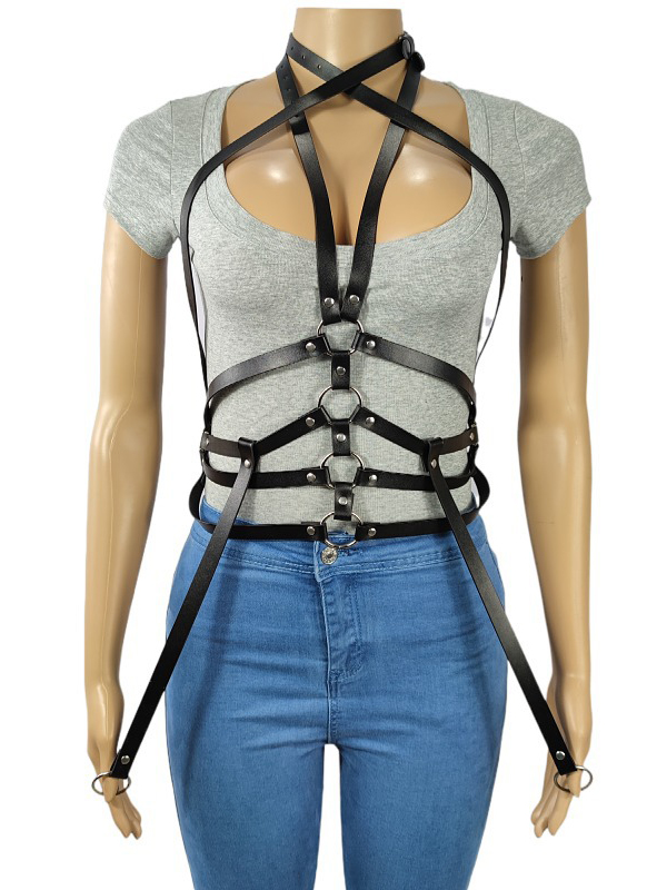 Women Punk Leather Body Chain Belt Harness