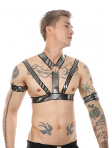 Men Punk Leather Body Chain Belt Harness