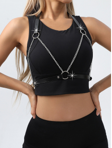 Women Punk Leather Body Chain Belt Harness