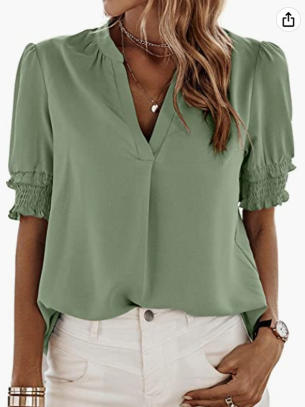 Women Fashion Short Sleeve Blouse