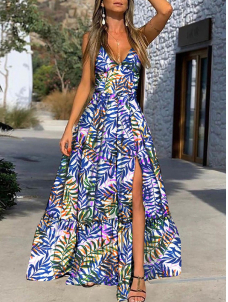 Women Sexy Deep V Neck Maxi Dress