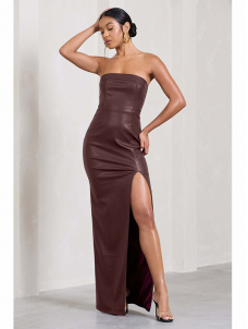 Women Sexy Off Shoulder Maxi Vinyl Dress