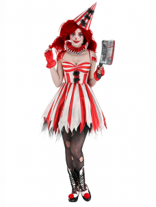 Women Clown Halloween Costume (including fancy dress, hat)