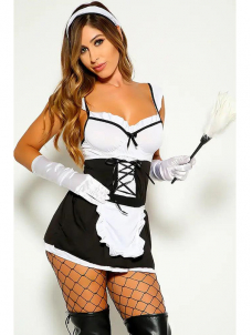 Women Sexy French Maid Lingerie Halloween Costume