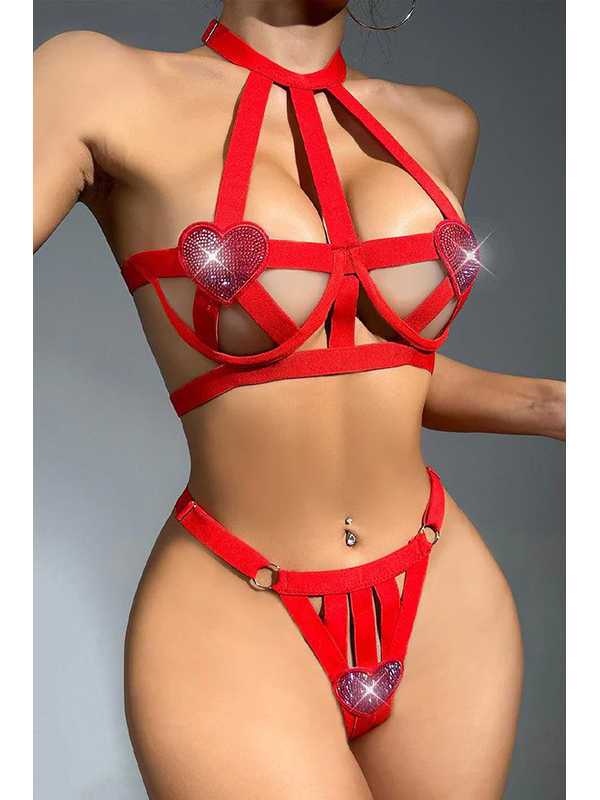 Women Sexy Valentines Bra and Panty Lingerie