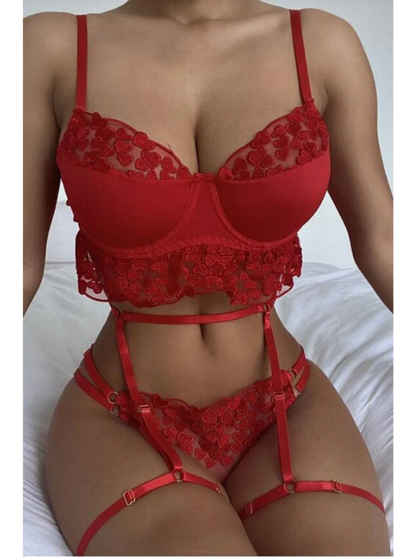 Women Sexy Valentines Bra and Panty Lingerie