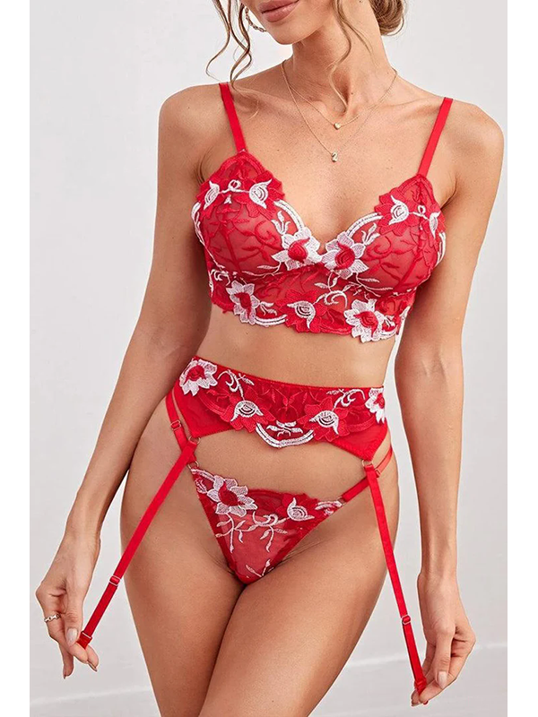 Women Sexy Valentines Bra and Gater Lingerie