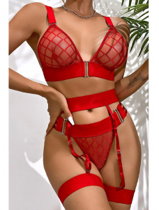 Women Sexy Valentines Bra and Gater Lingerie