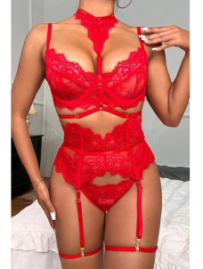 Women Sexy Valentines Bra and Gater Lingerie