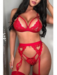 Women Sexy Valentines Bra and Gater Lingerie
