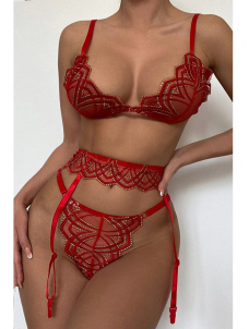 Women Sexy Valentines Bra and Garter Lingerie