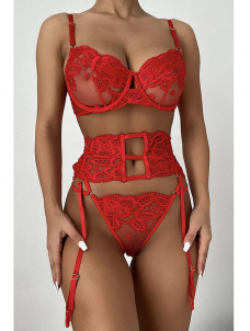 Women Sexy Valentines Bra and Garter Lingerie