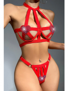 Women Sexy Valentines Bra and Panty Lingerie